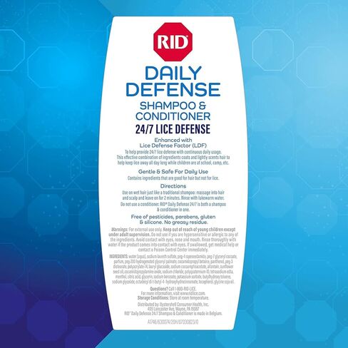 RID Defense Lice Shampoo & Conditioner, Used Daily Provides 24/7 Defense Against Head Lice, 100% Effective, 10.1 Ounce- Pack of 2 in Kuwait