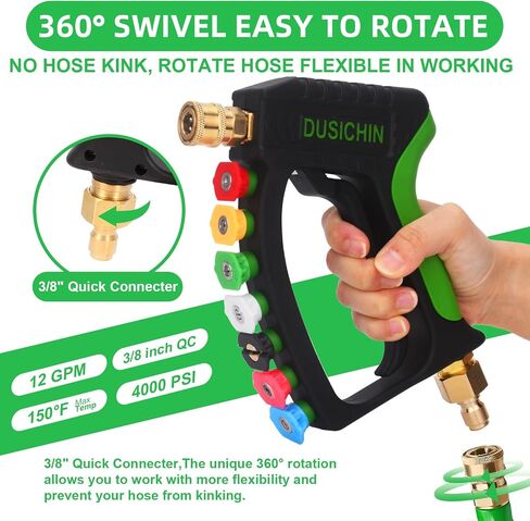 Dusichin Foam Cannon Pressure Grasher Gun Kit 4000 Psi Tip Tip Tip Double Tip ، Cannector Dual Connector Cannon ، Car Wash Foam Gun Foam Lance 1/4 Inch Quick Connector ، 7 Basher Boorsles Dus2904 in Saudi Arabia