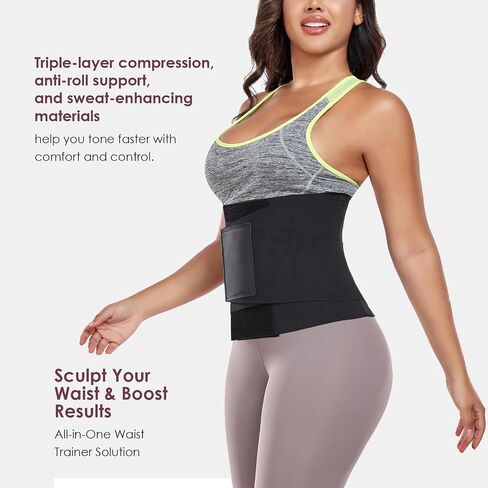 Waist Trainer for Women Waist Cincher Trimmer Ab Belt Tummy Control Body Shaper with Triple Wrap in Kuwait