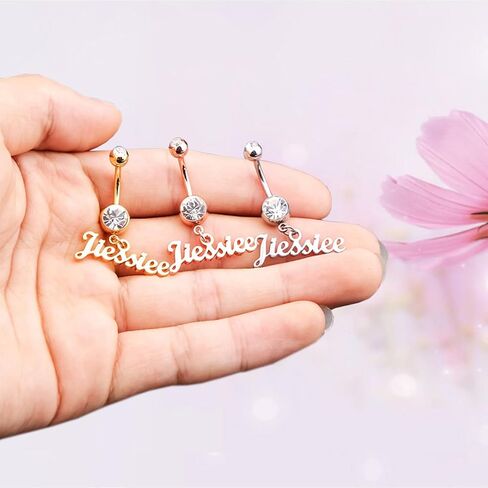 Personalized Belly Ring for Women Name/Initial Gold Belly Button Rings with Heart Birthstone, Custom Belly Piercing Jewelry, Elegant Summer Gift for Girlfriend Wife in Kuwait