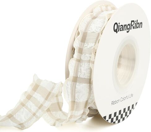 1.5inch 10Yards Chiffon Plaid Ribbon Blue Fabric Gingham Ribbon Micro-Pleated Gift Wrapping Ribbons for Bouquet Presents Packing Hair Crafts Bow Card Balloon Decoration DIY Soft Wired Ribbons in Saudi Arabia