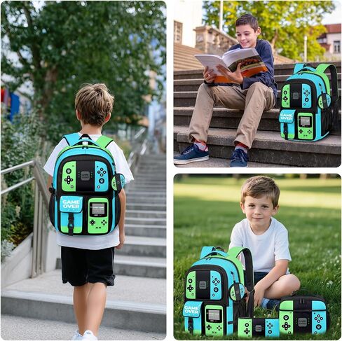حقيبة ظهر للألعاب للأولاد ، حقيبة ظهر للألعاب 4pcs مع صندوق الغداء وحالة قلم رصاص للأطفال ، حقائب فيديو ألعاب الفيديو in Kuwait