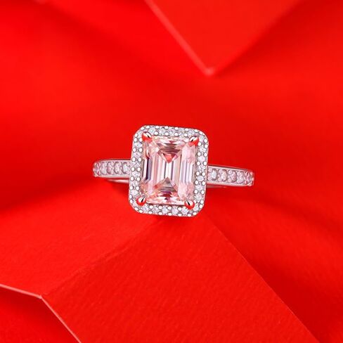 S925 sterling Silver Forme Ring مع 1 & 2 قيراط Natural Diamond | Emerald قطع الأميرة تصميم | د اللون | تذكار أنيق in Saudi Arabia