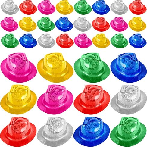 36 Pcs Party Gangster Hats Plastic Party Hats Bulk Fedora Party Hats for Kids Adults Cosplay Photo Booth Supplies Party Decorations, 6 Colors in Kuwait