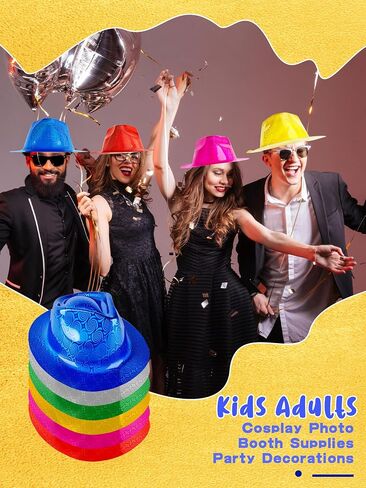 36 Pcs Party Gangster Hats Plastic Party Hats Bulk Fedora Party Hats for Kids Adults Cosplay Photo Booth Supplies Party Decorations, 6 Colors in Kuwait