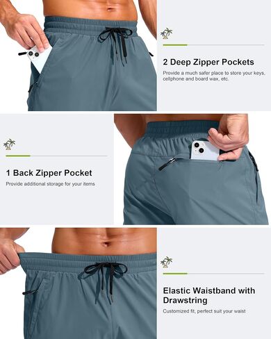 G Gradual Men's 11"/13" Board Shorts with 3 Zipper Pockets Long Swim Trunks Quick Dry Bathing Suit Beach Shorts No Liner in Kuwait