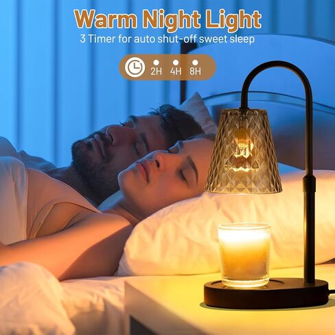 Candle Warming Lamp with Timer : Adjustable Light Level Adjustable Height Flameless and Smokeless Safety Candle Lamps - Jar Candles Home Decoration in Saudi Arabia