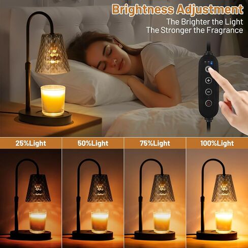 Candle Warming Lamp with Timer : Adjustable Light Level Adjustable Height Flameless and Smokeless Safety Candle Lamps - Jar Candles Home Decoration in Saudi Arabia