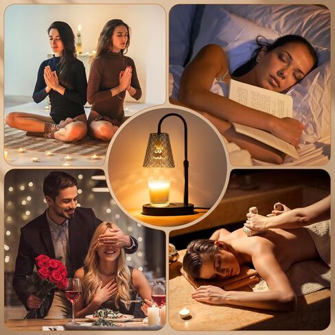 Candle Warming Lamp with Timer : Adjustable Light Level Adjustable Height Flameless and Smokeless Safety Candle Lamps - Jar Candles Home Decoration in Saudi Arabia