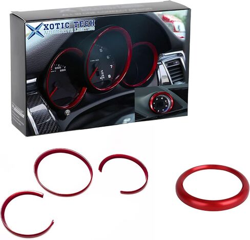 Xotic Tech Tech Dashboard Gauge Meter Frame Frame Dash Clock Ring Covers متوافق مع Porsche Macan 2015-Up ، 718 Cayman Boxster 2016-2018 (Silver)-4pcs in Kuwait