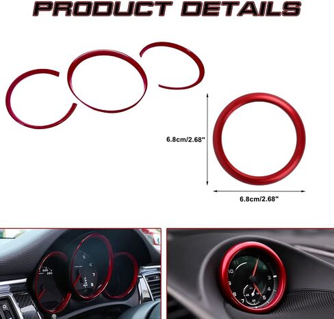 Xotic Tech Tech Dashboard Gauge Meter Frame Frame Dash Clock Ring Covers متوافق مع Porsche Macan 2015-Up ، 718 Cayman Boxster 2016-2018 (Silver)-4pcs in Kuwait