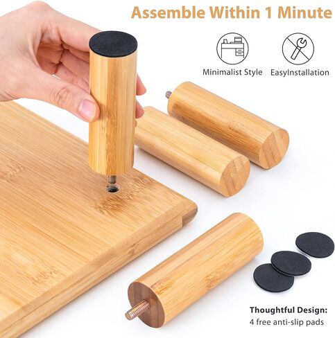 حامل شاشة مزدوج من خشب السنط من روكدير، حامل شاشة مكتب خشبي لشاشتين يدعم الشاشة والطابعة وحامل التلفزيون الثقيل حتى 130 رطلاً in Kuwait