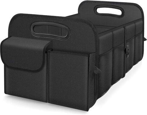 Trunk Organizer, Collapsible Waterproof Multi-Compartment Trunk Organizer for SUVs & Sedans, Car Storage Organizers with Reinforced Handles, Car Accessories for Women and Men, 52L, Black in Saudi Arabia
