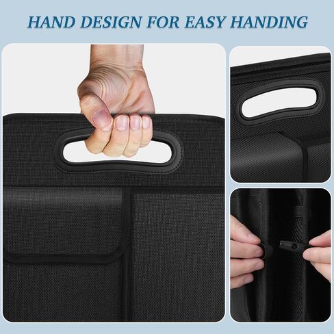 Trunk Organizer, Collapsible Waterproof Multi-Compartment Trunk Organizer for SUVs & Sedans, Car Storage Organizers with Reinforced Handles, Car Accessories for Women and Men, 52L, Black in Saudi Arabia