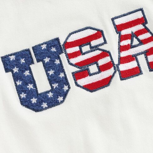 Baby Boy Girl 4th of July Outfit Infant Short Sleeve USA Bubble Romper Bodysuit Newborn Fourth of July Clothes (C-White, 0-3 Months) in Saudi Arabia