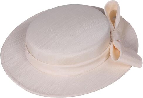 قبعة الكنيسة الحافة العريضة للنساء - أنيقة كنتاكي مع القوس ، حزب الشاي الزفاف الزفاف الحزب الرسمي شقة القبعات دربي أعلى القبعات in Kuwait