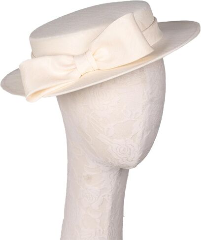قبعة الكنيسة الحافة العريضة للنساء - أنيقة كنتاكي مع القوس ، حزب الشاي الزفاف الزفاف الحزب الرسمي شقة القبعات دربي أعلى القبعات in Kuwait