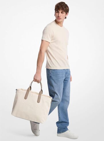 Michael Kors Brooklyn Wide East West Tote ، Light Gunmetal-Hardware/Birch in Saudi Arabia