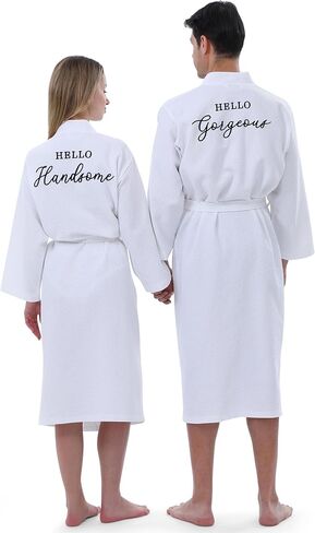 JECERY 2 Pack His and Hers Rets Hompts Cotton Waffle Kimono المطرزة مطابقة حفل زفاف الذكرى السنوية in Kuwait