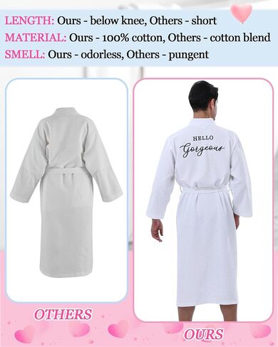 JECERY 2 Pack His and Hers Rets Hompts Cotton Waffle Kimono المطرزة مطابقة حفل زفاف الذكرى السنوية in Kuwait