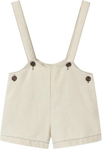 Unisex Linen Overalls Summer Suspender Shorts with Adjustable Straps in Saudi Arabia