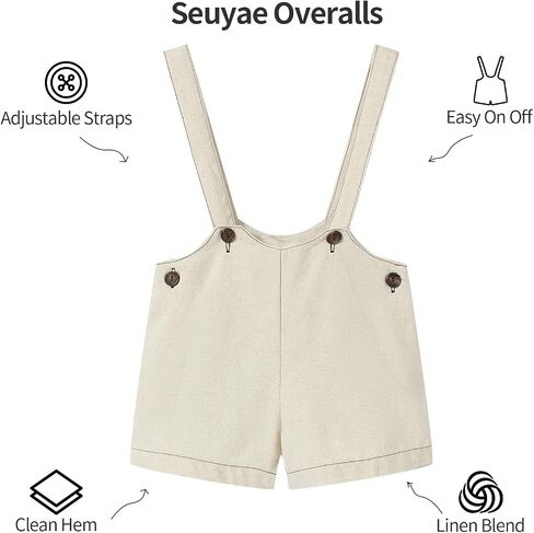 Unisex Linen Overalls Summer Suspender Shorts with Adjustable Straps in Saudi Arabia