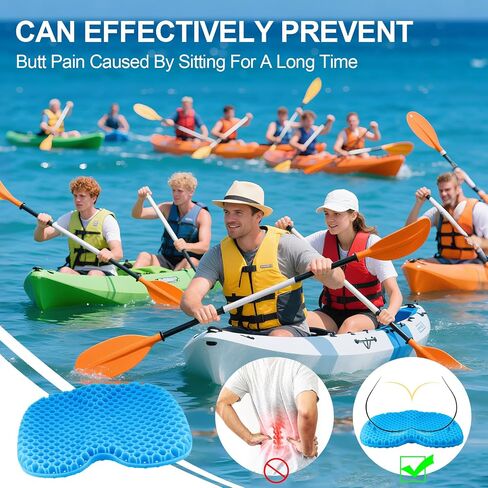 Anti Slip Kayak Seat Cushion,Thick Waterproof Seat Cushion Kayak Gel Seat Pad With Non-Slip Cover For Sit In Kayak Inflatable Kayak Canoe & Boat Kayak Accessories For Fishing Water Sports Outdoors in Saudi Arabia