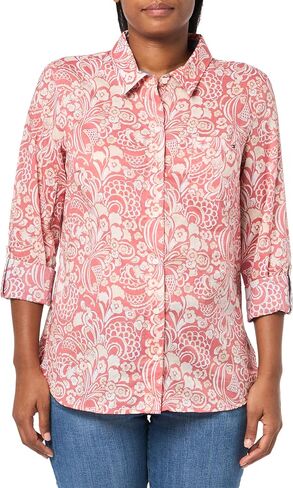 TOMMY HILFIGER Women's Slim Fit Stretch Cotton Mesh Polo Shirt, GlamourPink, S in Saudi Arabia