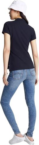 TOMMY HILFIGER Women's Slim Fit Stretch Cotton Mesh Polo Shirt, GlamourPink, S in Saudi Arabia