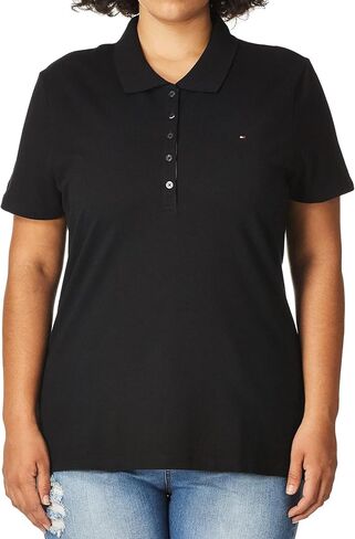 TOMMY HILFIGER Women's Slim Fit Stretch Cotton Mesh Polo Shirt, GlamourPink, S in Saudi Arabia