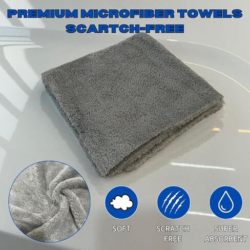 مناشف السيارات ذات الألياف الدقيقة 16 × 16 بوصة-6 حزمة ، 500gsm-القماش والتفاصيل الخالية من الخدش وخالية من الخدش للسيارات والسيارات (خضراء) in Kuwait