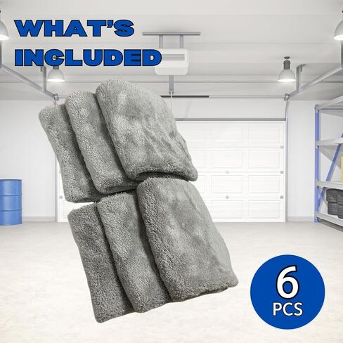 مناشف السيارات ذات الألياف الدقيقة 16 × 16 بوصة-6 حزمة ، 500gsm-القماش والتفاصيل الخالية من الخدش وخالية من الخدش للسيارات والسيارات (خضراء) in Kuwait