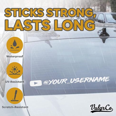 VulgrCo Custom Social Media Stickers, Personalized Instagram,YouTube, Facebook, Twitter, X, and More, Custom Car Sticker, Durable Vinyl Username Tag Stickers for Cars in Saudi Arabia