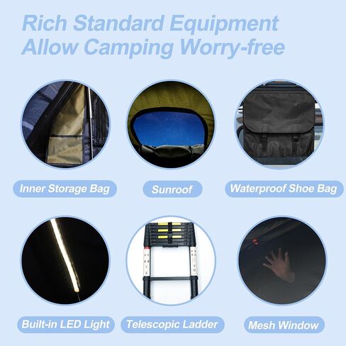 Naturnest Rooftop Tent Hard Shell with Annex Room, Easy Set Up Large Tent for 2-3 Person Camping, Waterproof Windproof 4 Season Tents for Truck, Jeep, SUV, Van, Trailer - Sirius 1 Plus with Annex Room in Saudi Arabia