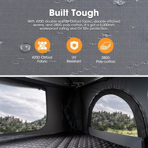 Sanhima Rooftop Tent Hard Shell - Jervis Loft Overland Aluminium ABS Roof Top Tup Tent W/ 4 Windows & AC Duct Duct Fin in Kuwait