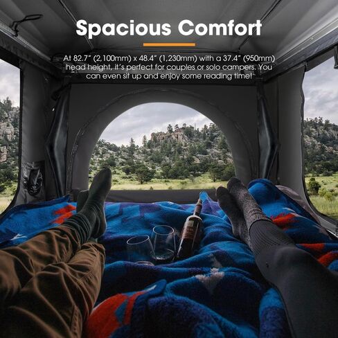 Sanhima Rooftop Tent Hard Shell - Jervis Loft Overland Aluminium ABS Roof Top Tup Tent W/ 4 Windows & AC Duct Duct Fin in Kuwait