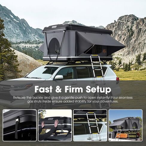Sanhima Rooftop Tent Hard Shell - Jervis Loft Overland Aluminium ABS Roof Top Tup Tent W/ 4 Windows & AC Duct Duct Fin in Kuwait