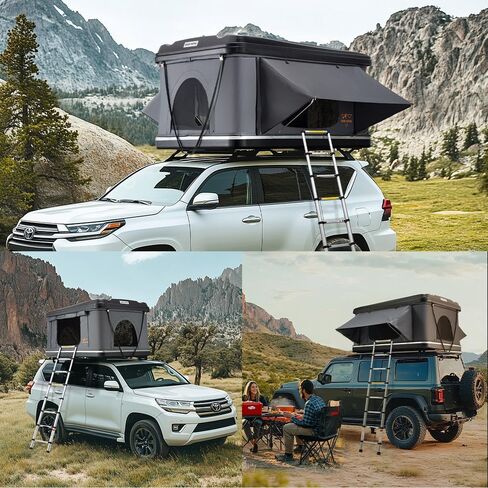 Sanhima Rooftop Tent Hard Shell - Jervis Loft Overland Aluminium ABS Roof Top Tup Tent W/ 4 Windows & AC Duct Duct Fin in Kuwait
