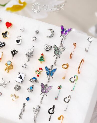 OUFER Nose Rings Studs, 20G Nose Rings Hoops, Random 10PCS Nose Piercing Jewelry, 316L Surgical Steel Nose Ring, Nose Studs for Women in Saudi Arabia