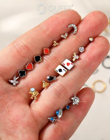 OUFER Nose Rings Studs, 20G Nose Rings Hoops, Random 10PCS Nose Piercing Jewelry, 316L Surgical Steel Nose Ring, Nose Studs for Women in Saudi Arabia