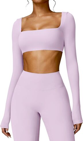 YEOREO Kyla Women Crop Top Long Sleeve Padded Sports Low Medium Impact Yoga Shirt Workout Navy S in Saudi Arabia