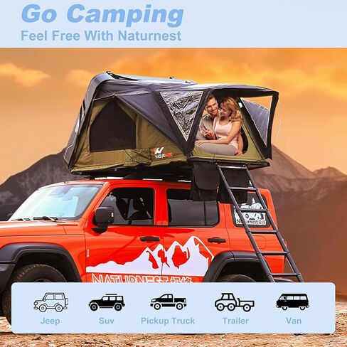 Naturnest Rooftop Tent Hard Shell with Annex Room, Easy Set Up Large Tent for 2-3 Person Camping, Waterproof Windproof 4 Season Tents for Truck, Jeep, SUV, Van, Trailer - Sirius 1 Plus with Annex Room in Saudi Arabia