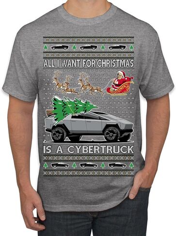 All I Want for Christmas is a Cybertruck Funny Tech Ugly Christmas Sweater Mens Womens Unisex Shirts, Tops in Saudi Arabia