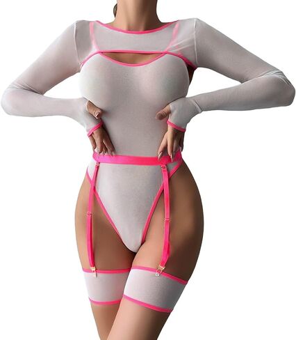 Womens Lingerie Sexy Valentine Women Eyelashes Breathable Cutout Sling Transparent Tight Sexy Lace Red Teddy in Saudi Arabia