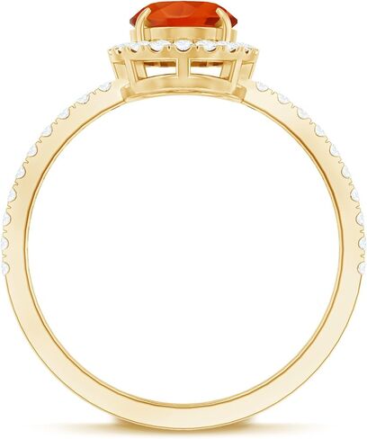 Certified Fire Opal 6X8mm Oval Engagement Ring, AAA Quality, Natural Opal Diamond Halo Ring for Women in Saudi Arabia