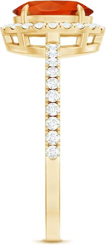 Certified Fire Opal 6X8mm Oval Engagement Ring, AAA Quality, Natural Opal Diamond Halo Ring for Women in Saudi Arabia