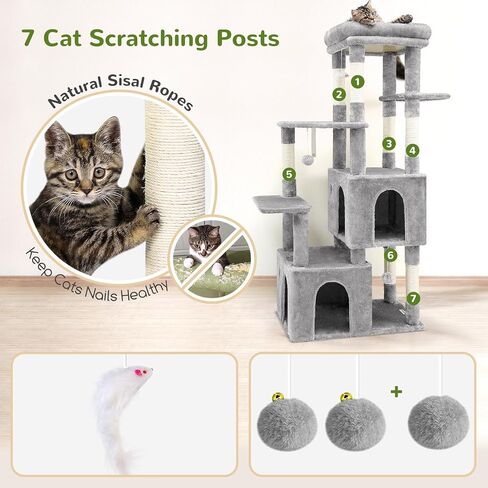 Globlazer Heavy Duty Cat Trees for Big Cats Maine Coon, F61, Light Grey in Saudi Arabia