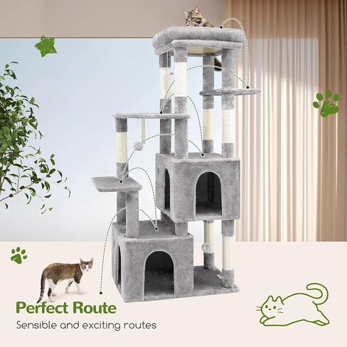 Globlazer Heavy Duty Cat Trees for Big Cats Maine Coon, F61, Light Grey in Saudi Arabia