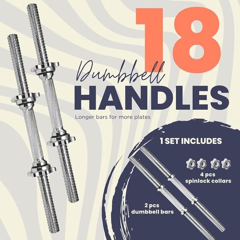 A2ZCare Threaded Dumbbell Handles/Adjustable Dumbbell Bar Handles - Fit 1 inch Standard Weight Plate - Weightlifting Accessories - Sold in Pair (Thread Dumbbell Handle - 14inch) in Saudi Arabia
