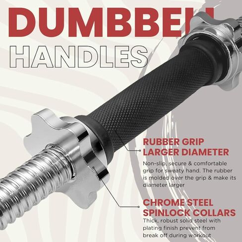 A2ZCare Threaded Dumbbell Handles/Adjustable Dumbbell Bar Handles - Fit 1 inch Standard Weight Plate - Weightlifting Accessories - Sold in Pair (Thread Dumbbell Handle - 14inch) in Kuwait